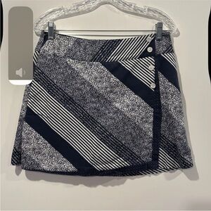 Lady Hagen Blue White Geometric Print‎ Faux Wrap Skort Skirt Womens Size 8 (505)